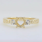 14K Yellow Gold Semi Mount Ring Setting Oval OV 7x5mm Filigree - Syzjewelry